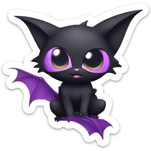 Cool Cute Edgy Dark Black Batty Chibi Noibat-Cat-Pokémon-Fakémon-hybrid sticker