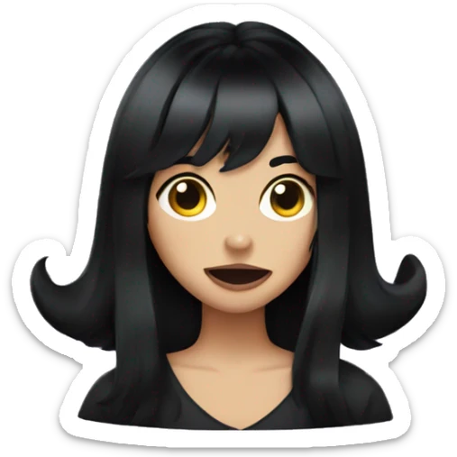 Teen witch with black hair sticking tongue sticker
