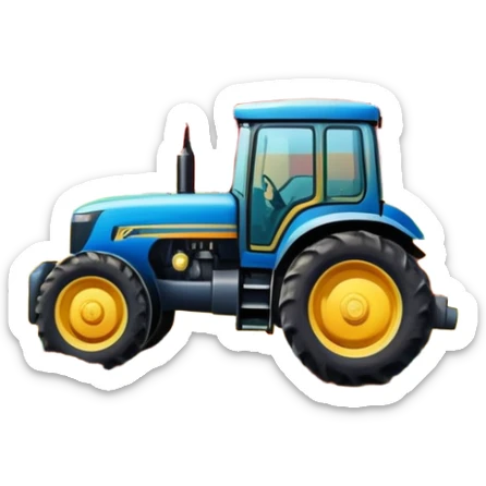 An icon showing close-up tractor in a colorful rural landscape, inspired by Farming Simulator 23. The design features vibrant fields, barns, and crops under a bright sky, with tractors working the land. The peaceful and immersive farming environment is highlighted with a transparent background sticker