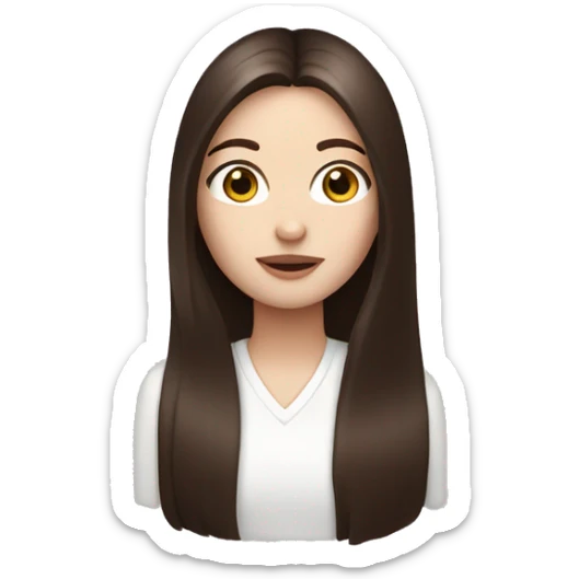 a white girl with dark brown milking brown straight hair that goes past her neck with brown eyes and long eyelashes sticker