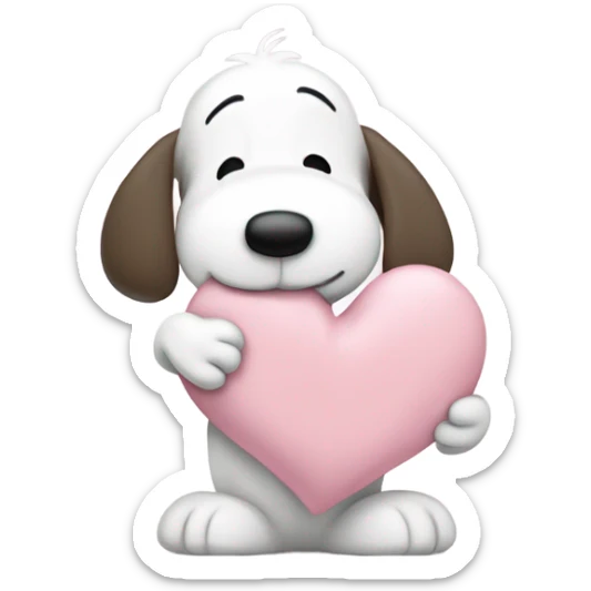 pastel pink heart with snoopy hugging woodstock in it sticker
