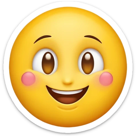 An emoji-style yellow face with a wide smile and two white heart-shaped eyes, expressing admiration or love sticker