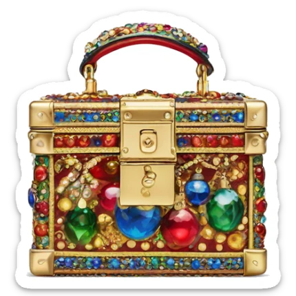 Dolce and Gabbana small box bag with colourful ornament and golden detais  sticker