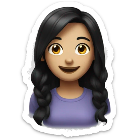 smiling girl with black hair sticker
