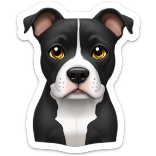 Staffi femmelle noir avec des chaussettes blanche  sur le bas de ses pattes ses  pattes sticker