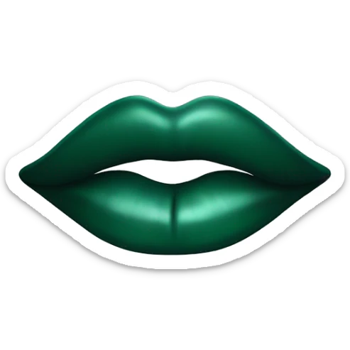 Lips of a dark emerald color in the form of a kiss sticker