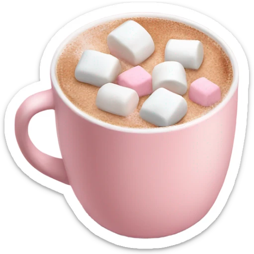 Light Pink mug of hot chocolate with marshmallows  sticker