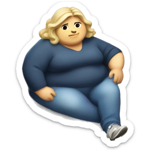 Extremely chubby woman sitting in the truck bed of a 2006 Chevy sliverado  sticker