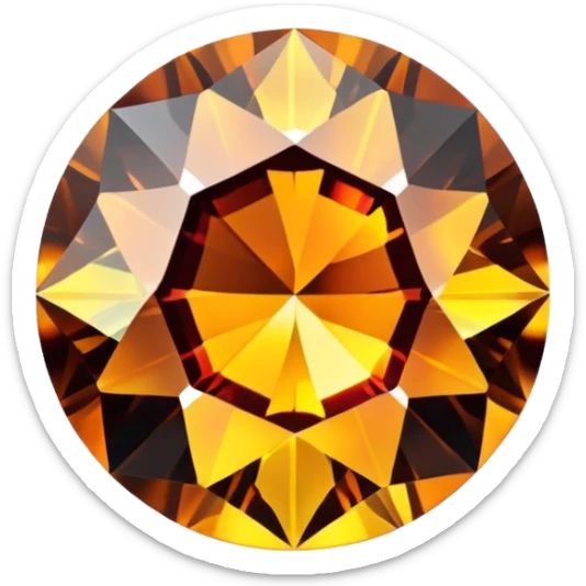 extreme up close amber round cut holographic gem with black metal accent with extra faceted gem sticker