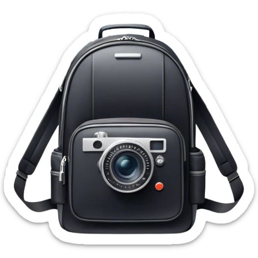Icon for Urban Tourism: a city skyline with iconic buildings, a camera, and a backpack. The icon should represent the exploration of urban destinations, with elements like streets, landmarks, and vibrant city life. Transparent background. sticker