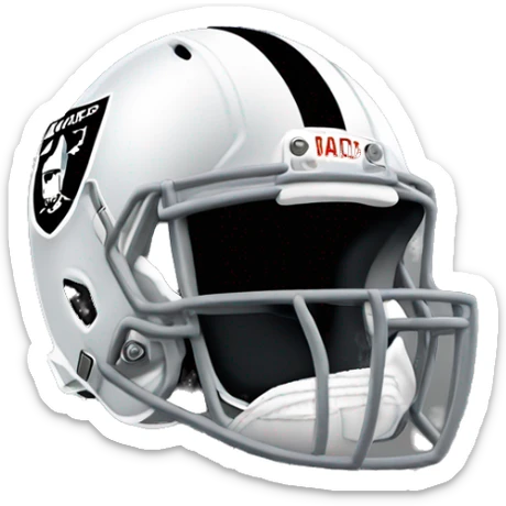 man wearing oakland raiders nfl football helmet and jersey sticker