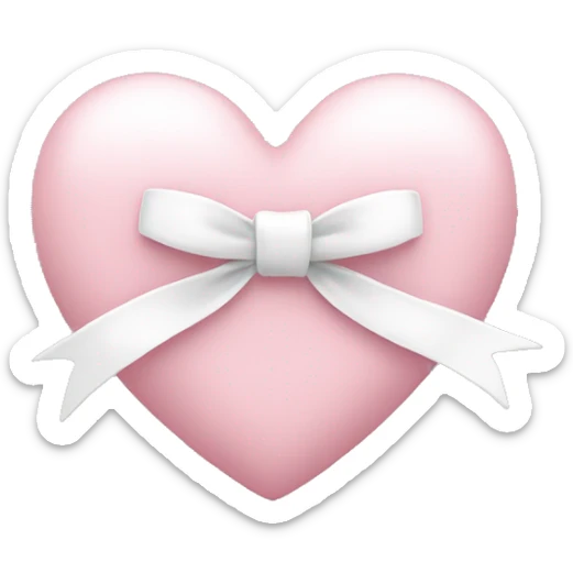 Pastel pink heart with white bow sticker