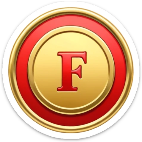 Currency crypto money symbol for the money "Fcoins" big letter F, casino coin colored

Dont make an E sticker