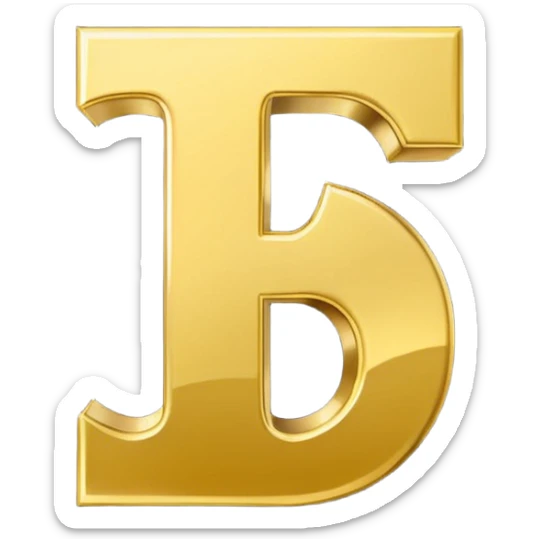 Symbole de currency en or en forme de lettre F, seul, 3D, brillant, style emoji simple et lisible sur fond uni. sticker