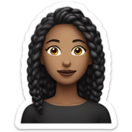 Femme au cheveux lisse noir et à la peau blanche qui porte un pull noir sticker