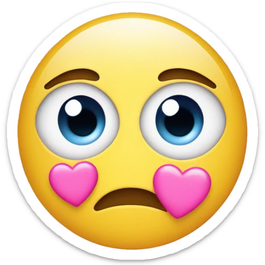 teary eyed with smile emoji with pink hearts surrounding it sticker