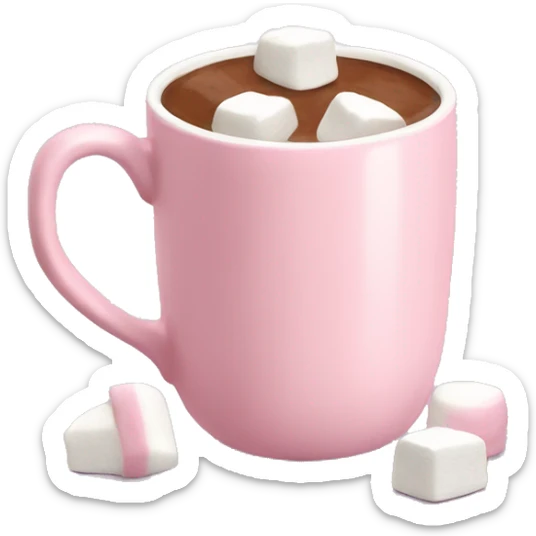 Light Pink mug of hot chocolate with marshmallows  sticker