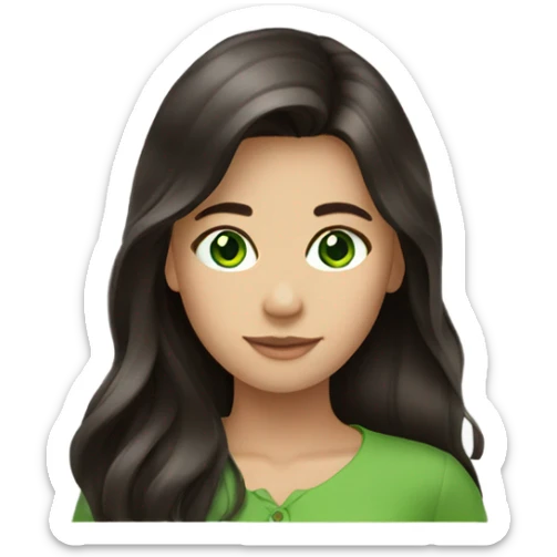 Long dark brown hair with green eyes  sticker
