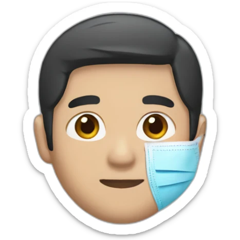 Asian Man with Black Hair, N95 Mask, and Blue Oxford Shirt sticker