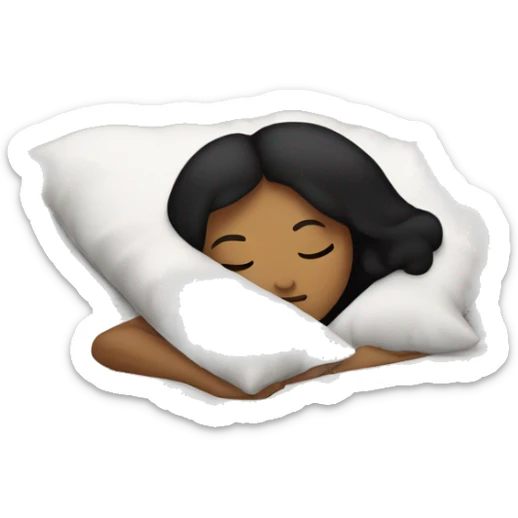 Sleeping woman with light brown skin and black hair laying on pillow in large bed with black covers sticker