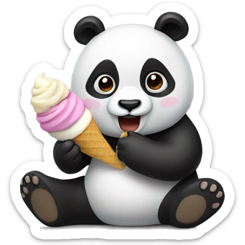 Panda eating ice cream sticker