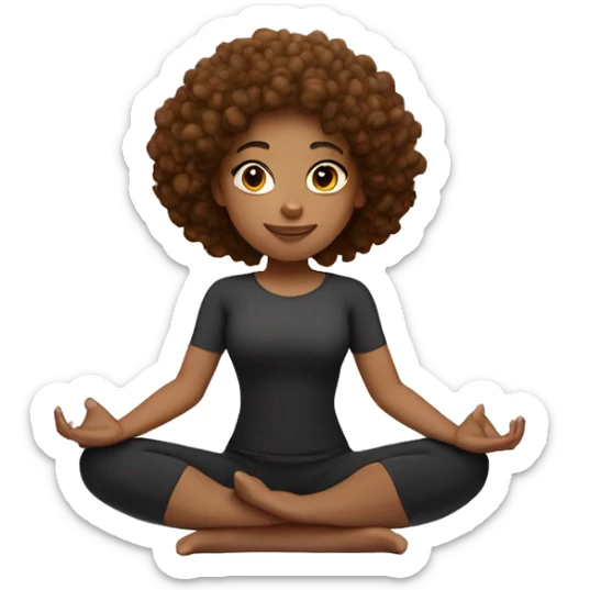 light skin black girl with brown curly hair in fire log yoga pose sticker