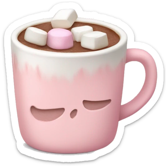 Light Pink mug of hot chocolate with marshmallows  sticker