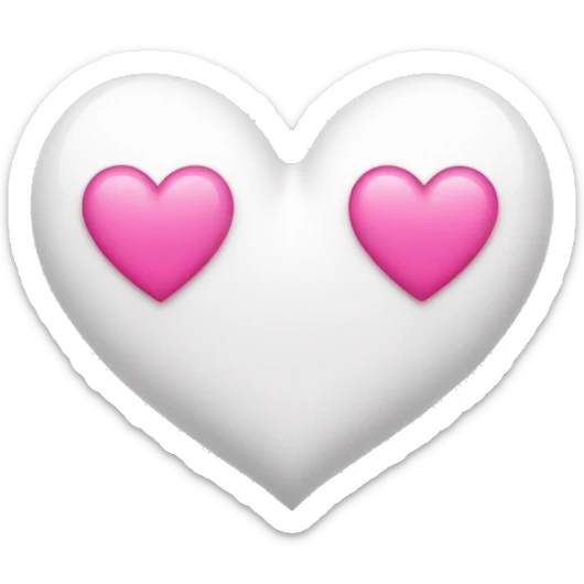 white heart + pink heart sticker