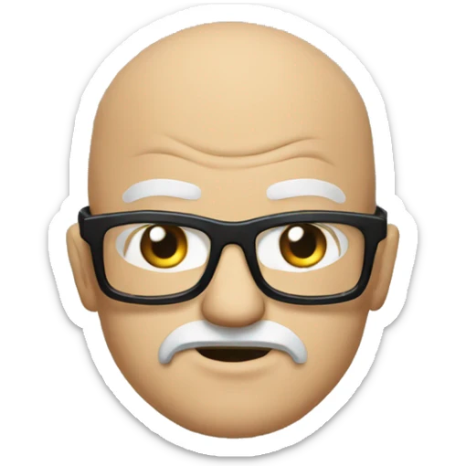 Angry bald man with intellectual glasses with rock metal t-shirt  sticker