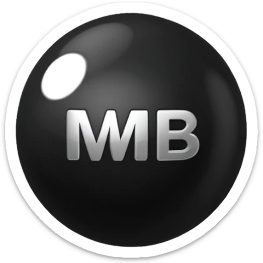 Black Ball with MB written on in the middle of it. Nothing else no holes or anything. sticker