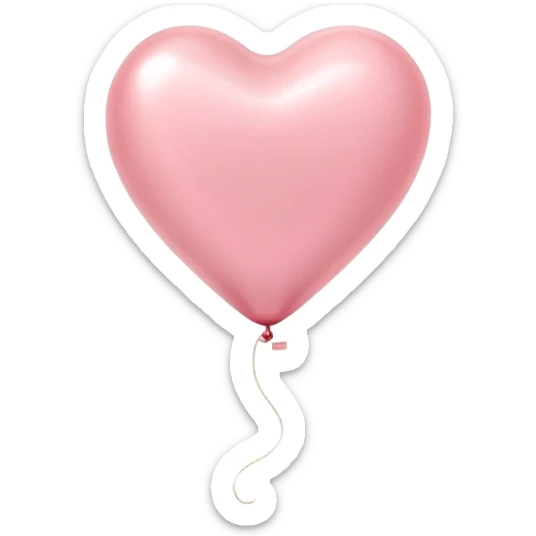 Cinematic tiny floating heart balloon, glossy and round, warm pink hues, slightly transparent with a soft glow, delicate string gently swaying, dreamy and adorable. sticker
