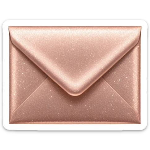 Realistic rose gold glittery envelope sticker