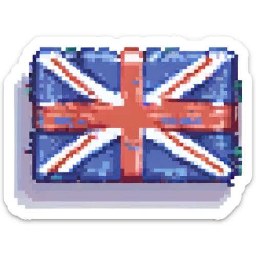 the flag of the United Kingdom, Union Jack, pixel art style sticker