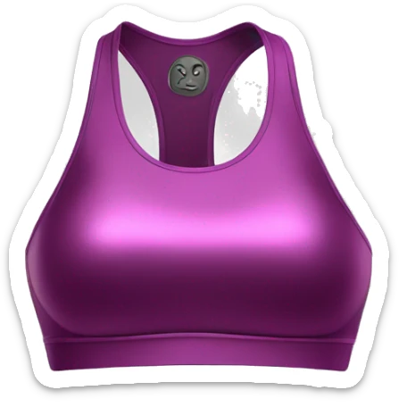 Hyper Realistic isolated side view of a metallic magenta sports bra yoga top. sticker