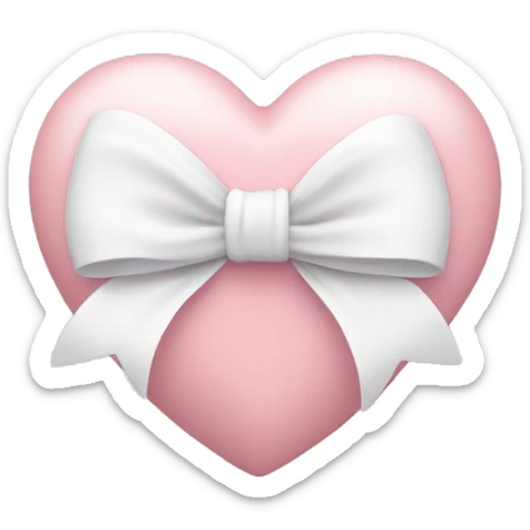 Pastel pink heart with white bow sticker