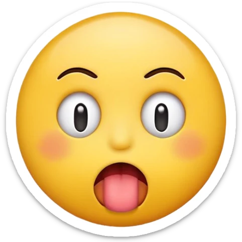 Round yellow emoji face with a bored expression, downturned mouth and tongue poking out sticker