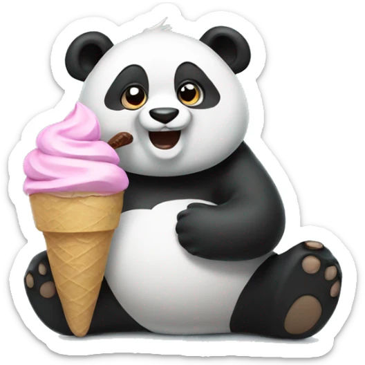 Panda eating ice cream sticker