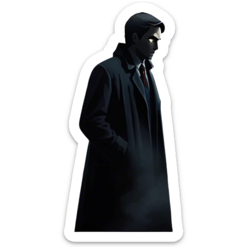 Thriller Movie Icon: A dramatic, intense movie poster-style collage. Dark, moody colors with shadows and high-contrast lighting. Include mysterious elements like an ominous figure, a broken window, and fog. A sense of suspense and tension. Transparent background. sticker