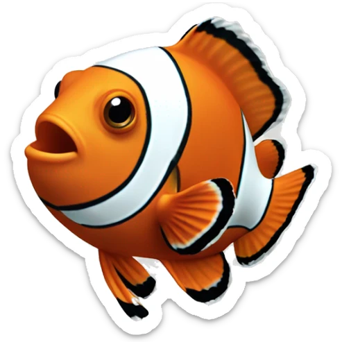 a clownfish in coral reefs and the clownfish has an orange body and black and white stripes. sticker