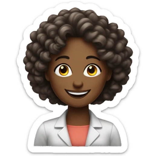 darker skin tone lady with curly hair who is very smart and happy ad has thumbs up and i behind comuter sticker