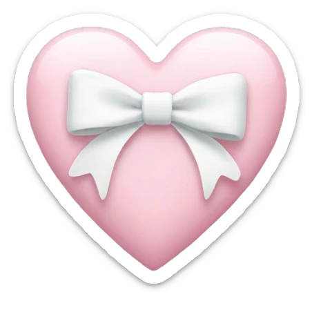 Pastel pink heart with white bow sticker