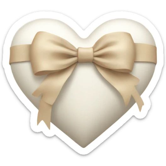 white heart with beige bow sticker