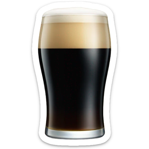 Half full glass of Guinness with the logo on the glass sticker