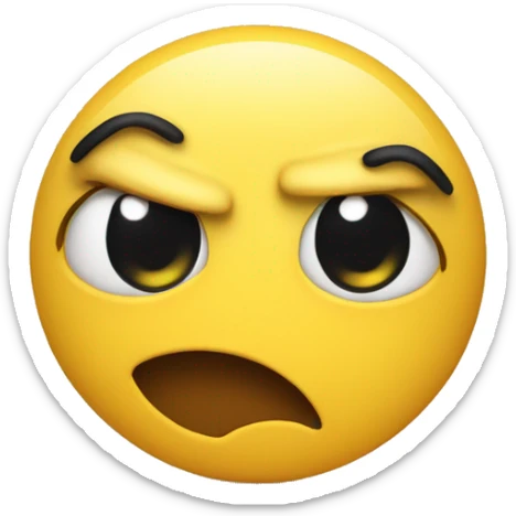 An emoji with a silly face, but cute, that looks a little angry and is yellow  sticker