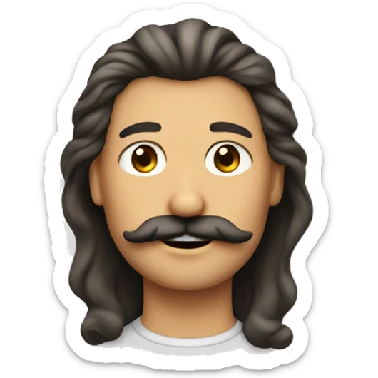 A man with hair of a girl and have mostache  sticker