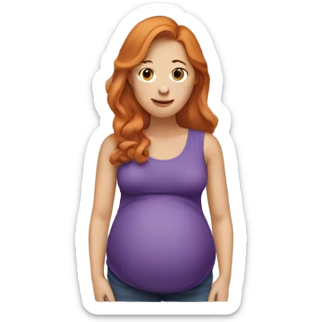 Pregnant woman with purple top and ginger hair sticker