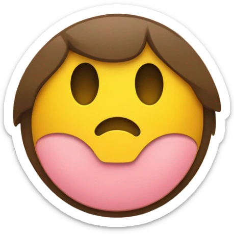 Round yellow emoji face with a bored expression, downturned mouth and tongue poking out sticker
