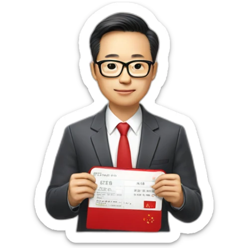 Tech CEO wearing glasses holding red Singaporean passport wearing shirt, shirt says ONLOOP on it sticker