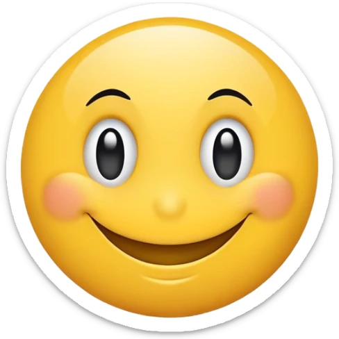 smiley face with wide, uneven eyes, big goofy grin, playful and silly, clumsy personality sticker