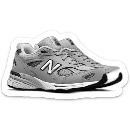 new balance 990v4 in grey but just one of the shoes sticker